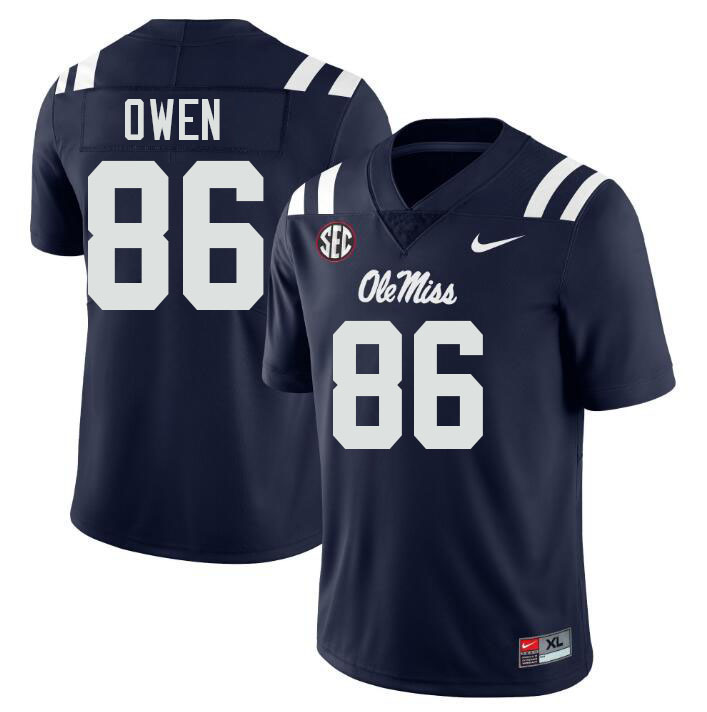 Ole Miss Rebels #86 Mac Owen College Football Jerseys Stitched-Navy